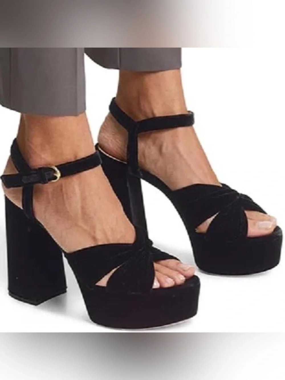 Gianvito Rossi Donna Suede Black  Platform Heel